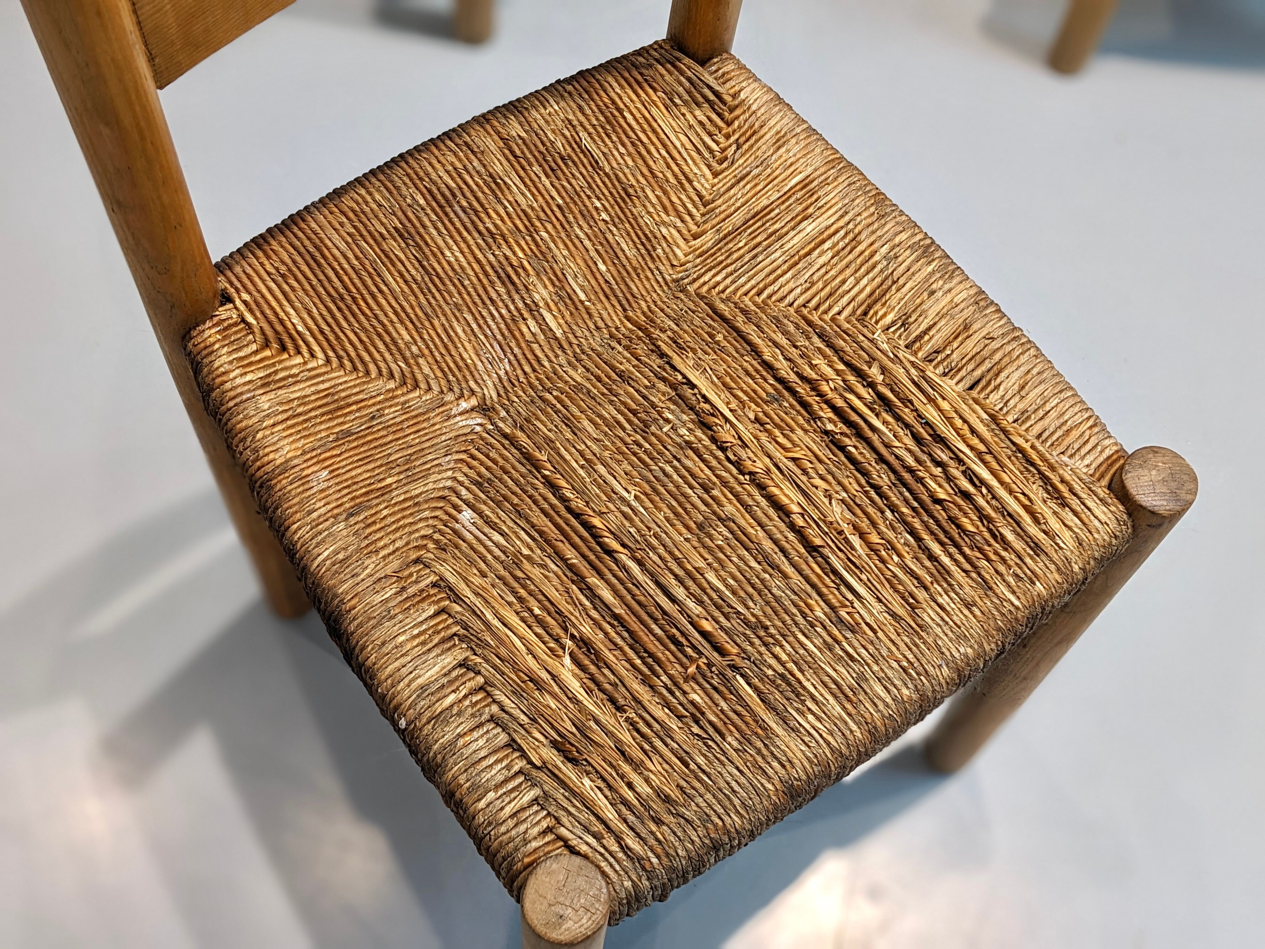 Series of 3 Méribel chairs by Charlotte Perriand