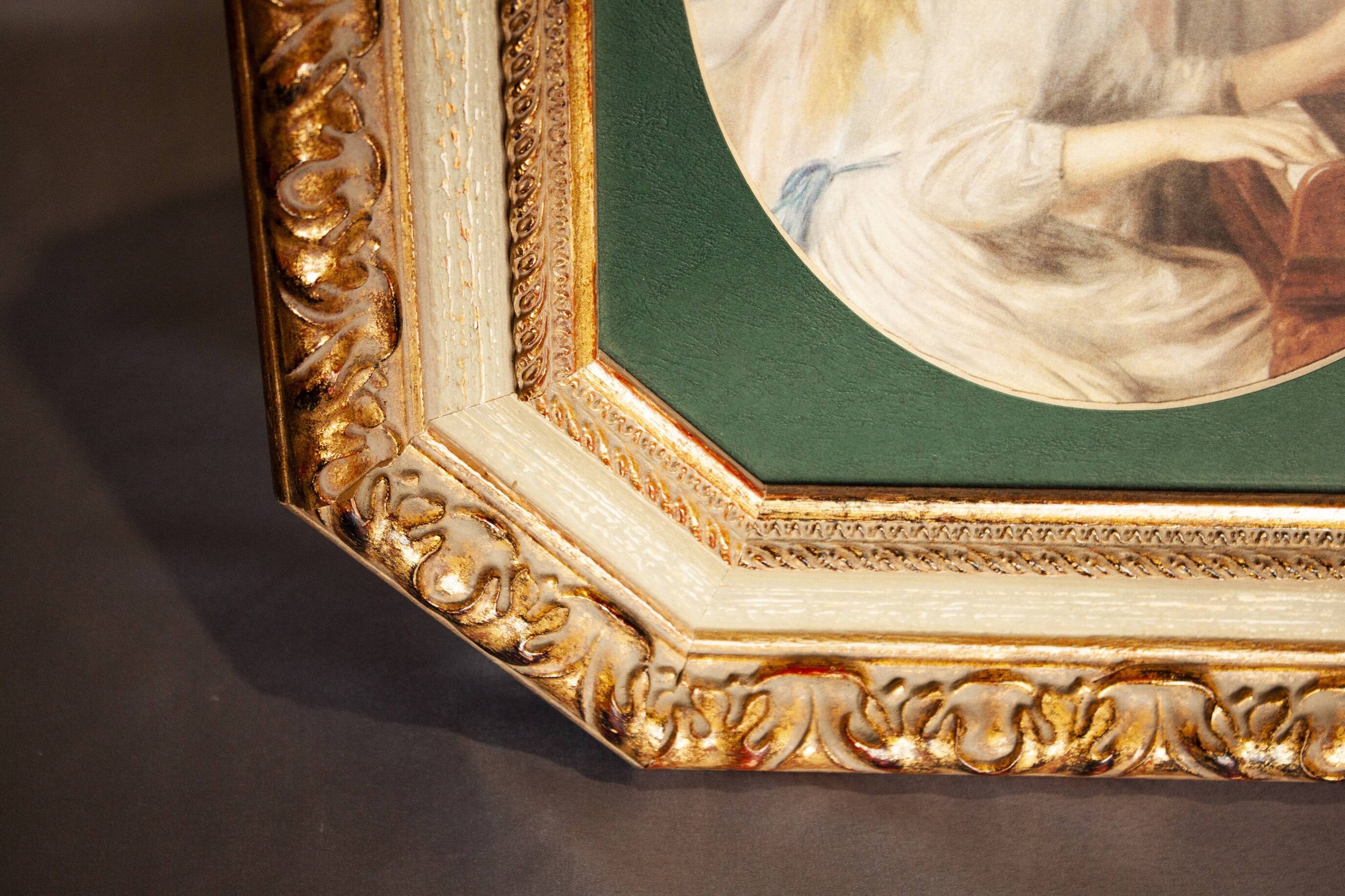 Original carved wooden frame with mat and Renoir print. Painting by Renoir.