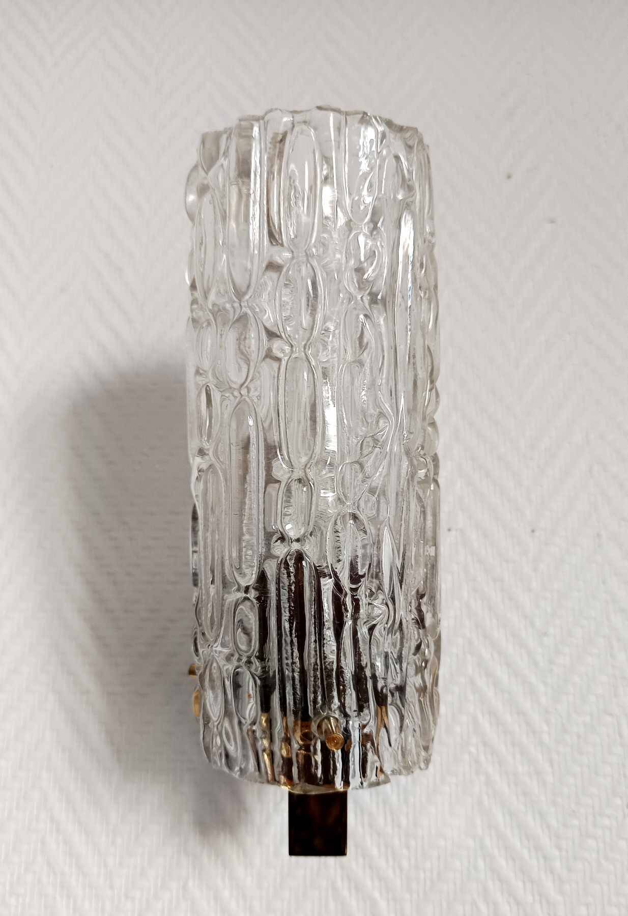 Pair of 1950s brass and glass wall lights