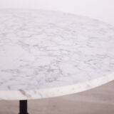 Art nouveu cast iron and marble pedestal table
