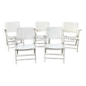 Five wooden garden armchairs