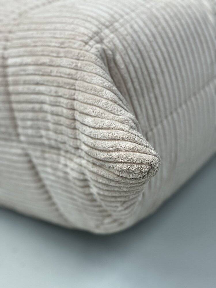 French Togo 3-seater sofa in beige corduroy attributed to Michel Ducaroy for Ligne Roset, 1970s