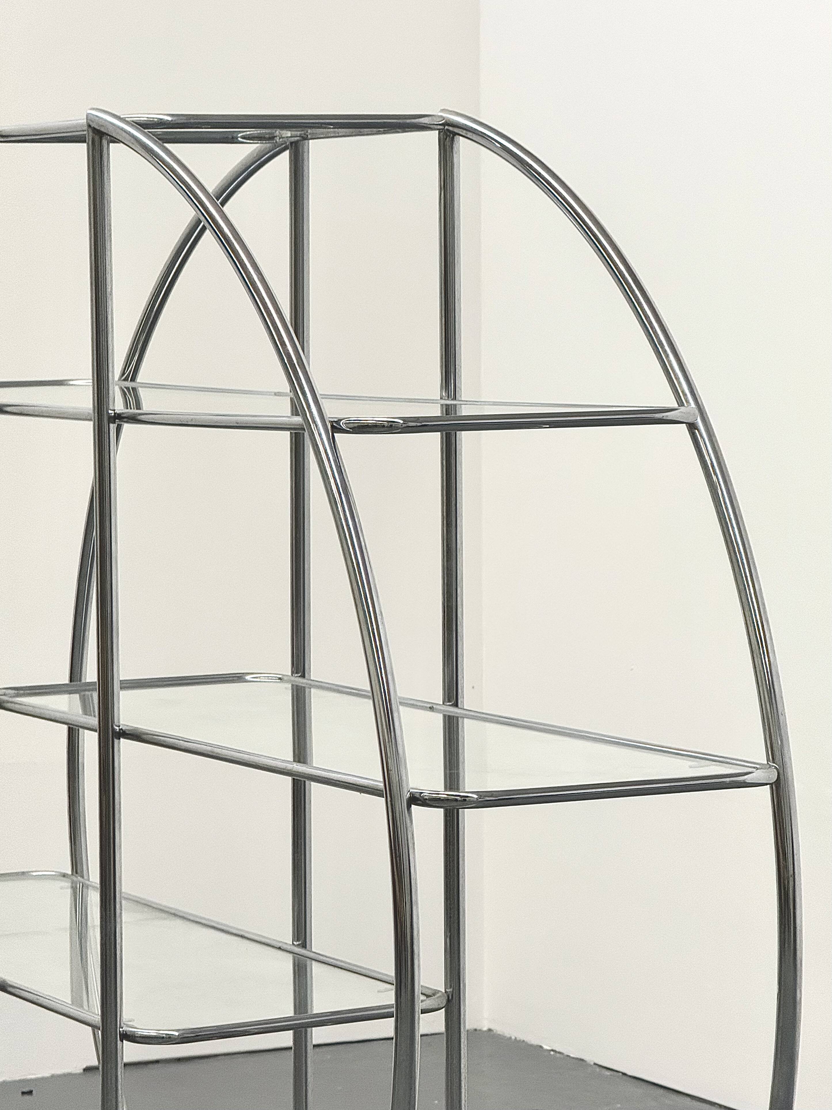 Bauhaus ronde en tubulaire chromé et verre