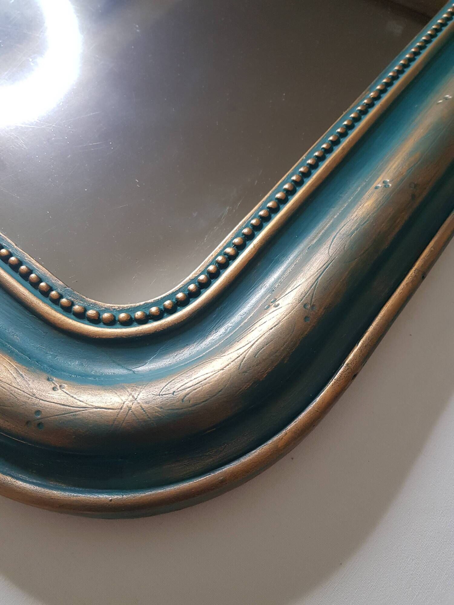 Mirror Louis Philippe old green and gold patina 95x71cm