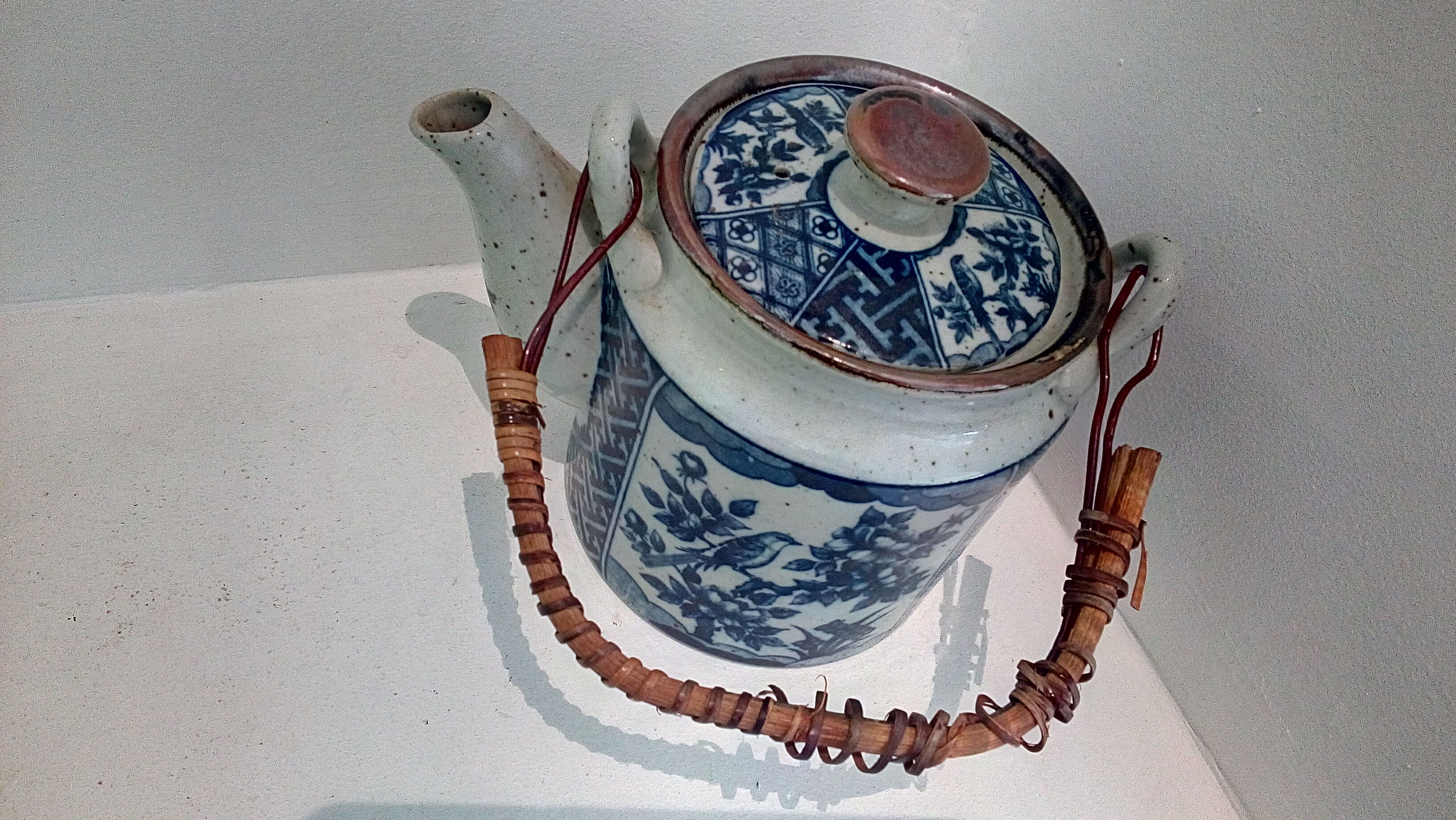 Enamelled stoneware teapot
