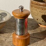 Peugeot pepper tree for Christofle in silver metal and vintage wood