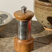 Peugeot pepper tree for Christofle in silver metal and vintage wood