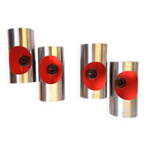 Pair of orange double wall lights Oxar Space Age 1970s