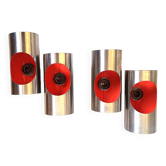 Pair of orange double wall lights Oxar Space Age 1970s
