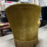 Khaki green velvet toad armchair