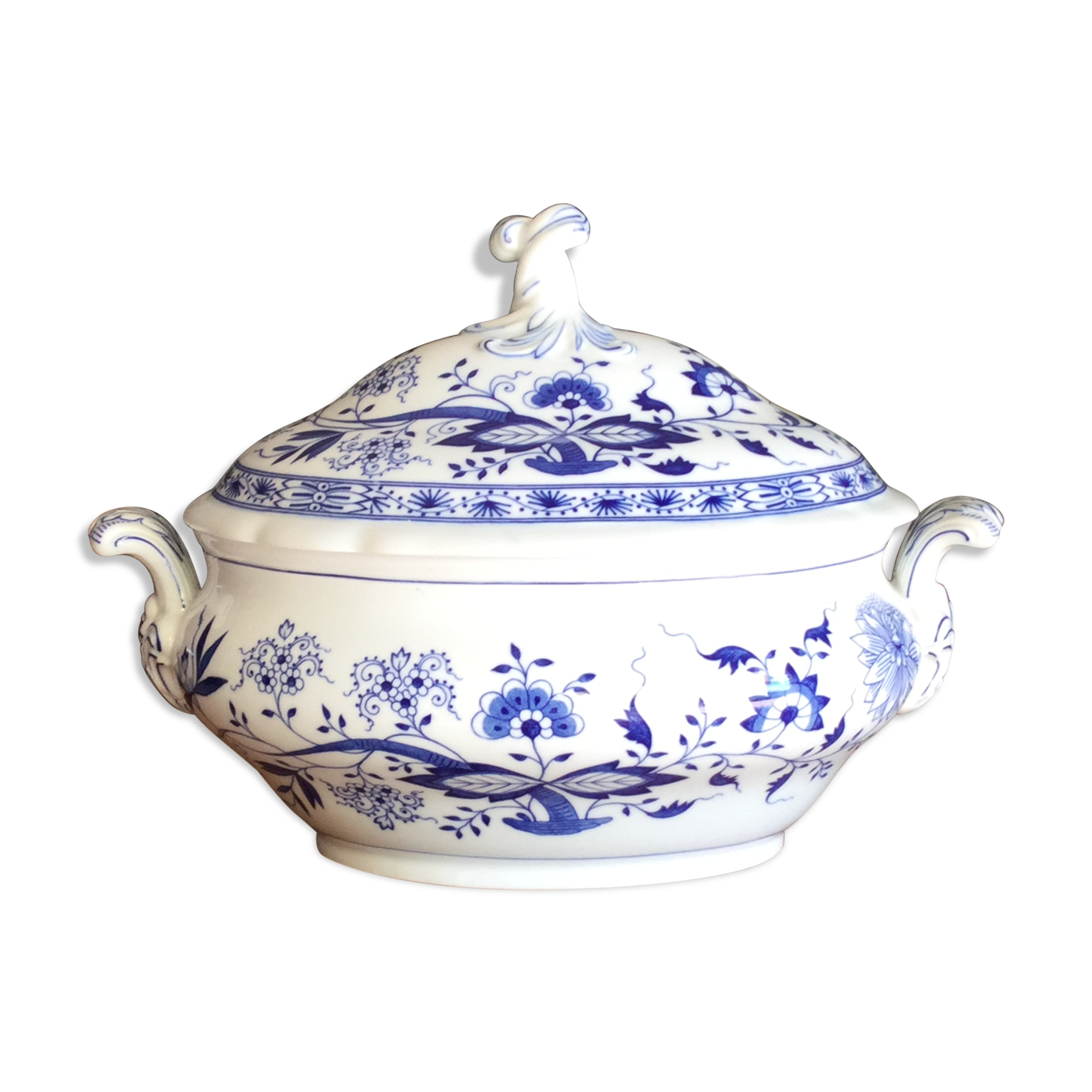 Cobalt blue porcelain soup dish