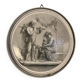 Glazed earthenware tondo in the antique style.