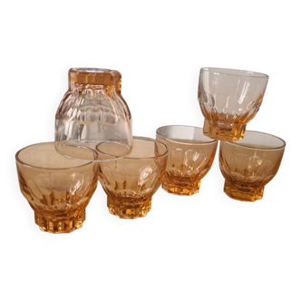 Lot de 6 verres rosaline, années 50