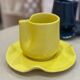 Set tasse mug nénuphar céramique artisanal pop jaune citron