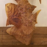 Wood carving duo of fish