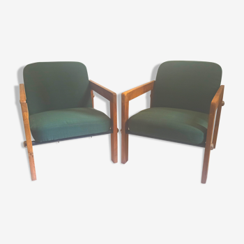 Pair of armchairs 50s old solid teak
