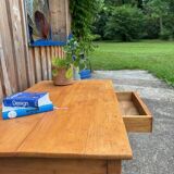 Farmhouse Wood Coffee Table with Drawer