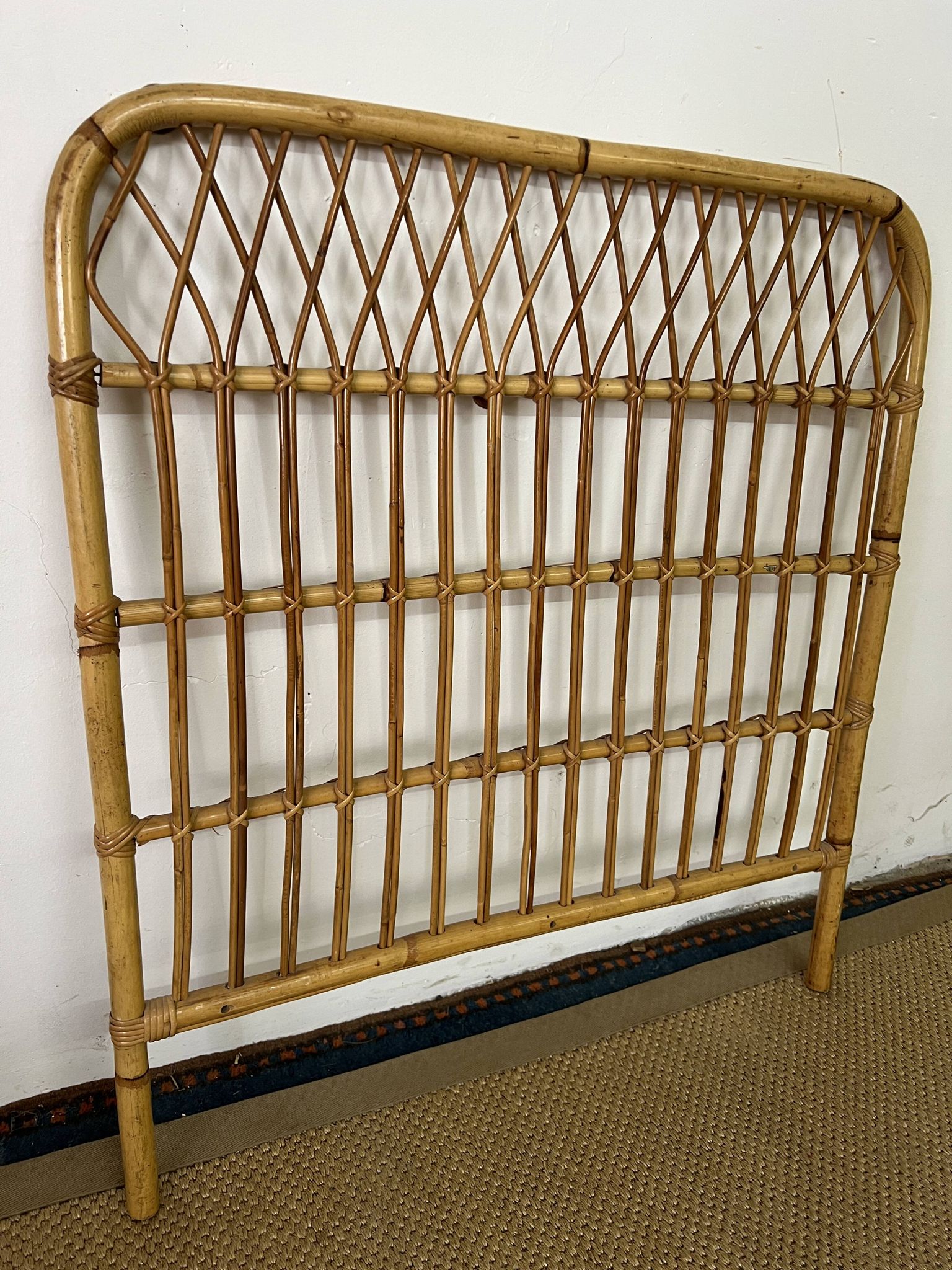 Vintage bamboo and rattan headboard