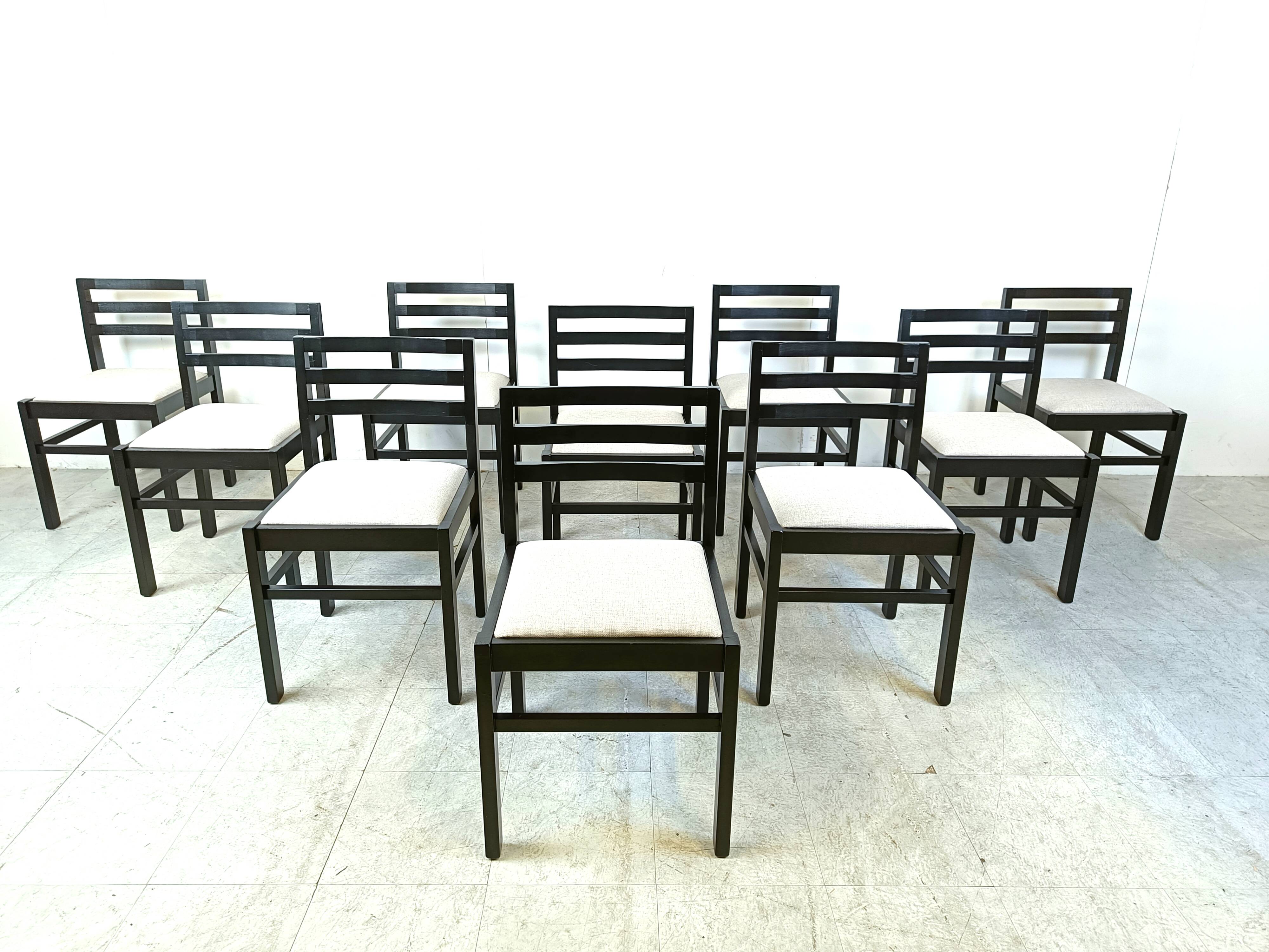 Vintage brutalist dining chairs, set of 10 - 1970s