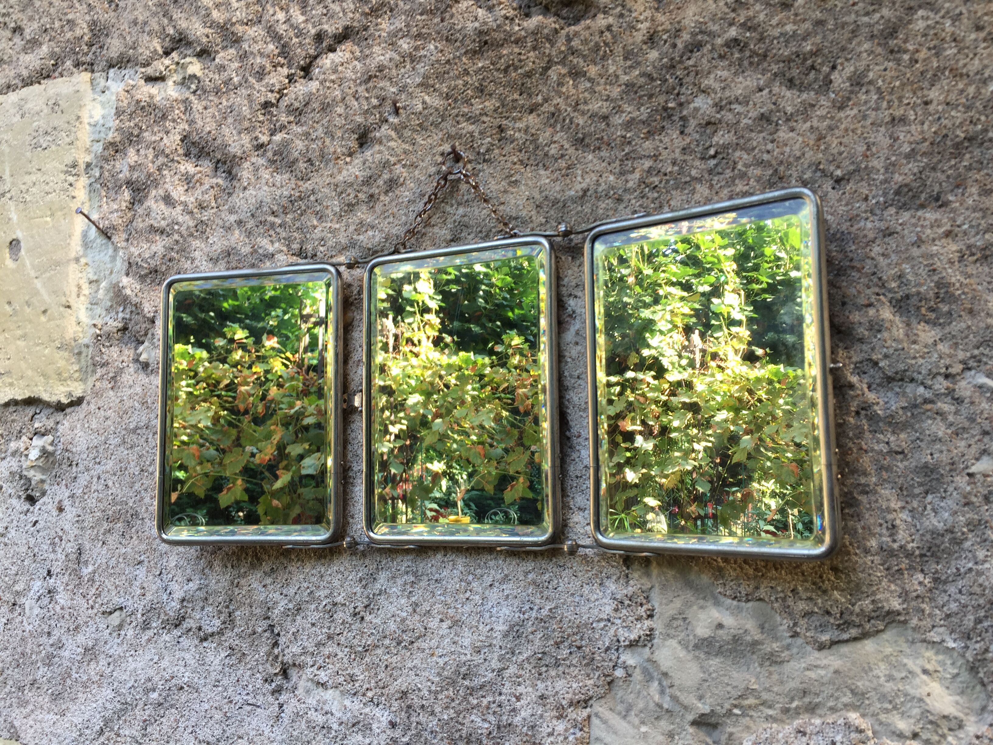 Barber triptych mirror beveled 51 x 22 cm