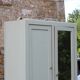 Vintage Parisian wardrobe in sage green – Mirror, hanging space and drawers