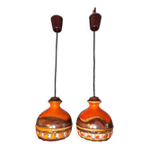 Pair of Pan Leuchten ceramic pendant lights