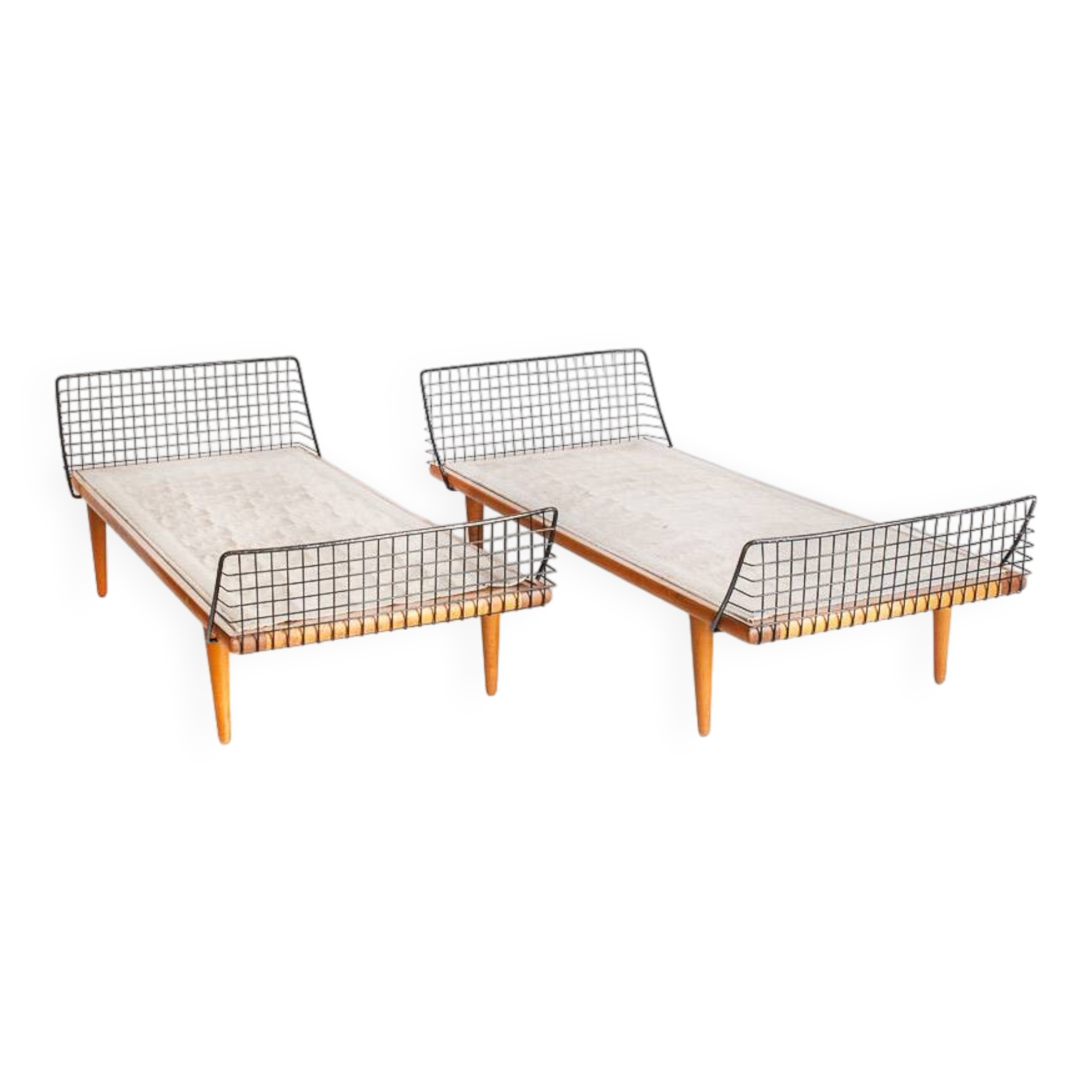 Single bed in teak and iron. Design by Bengt Ruda for Triva. Sweden, 1960s