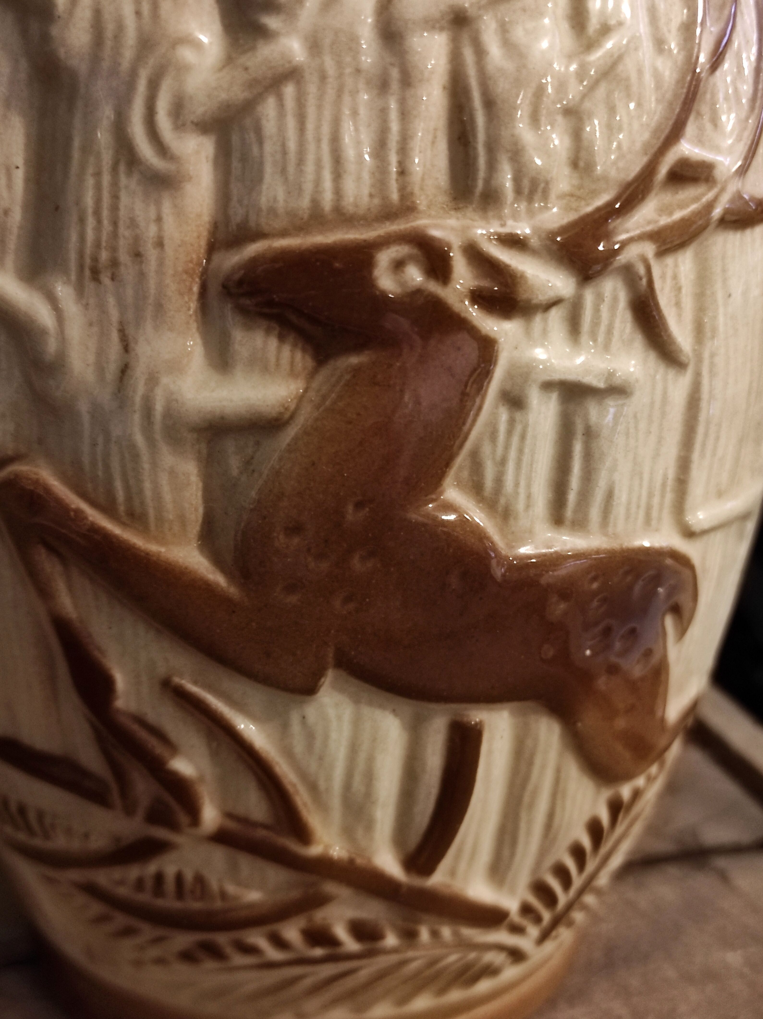 French vintage pitcher of St Clément, with a deer