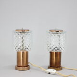 1970s pair of copper table lamps by kamenický šeno, czechoslovakia