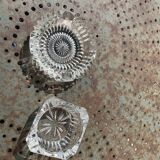 Set of two elegant vintage transparent glass and crystal ashtrays