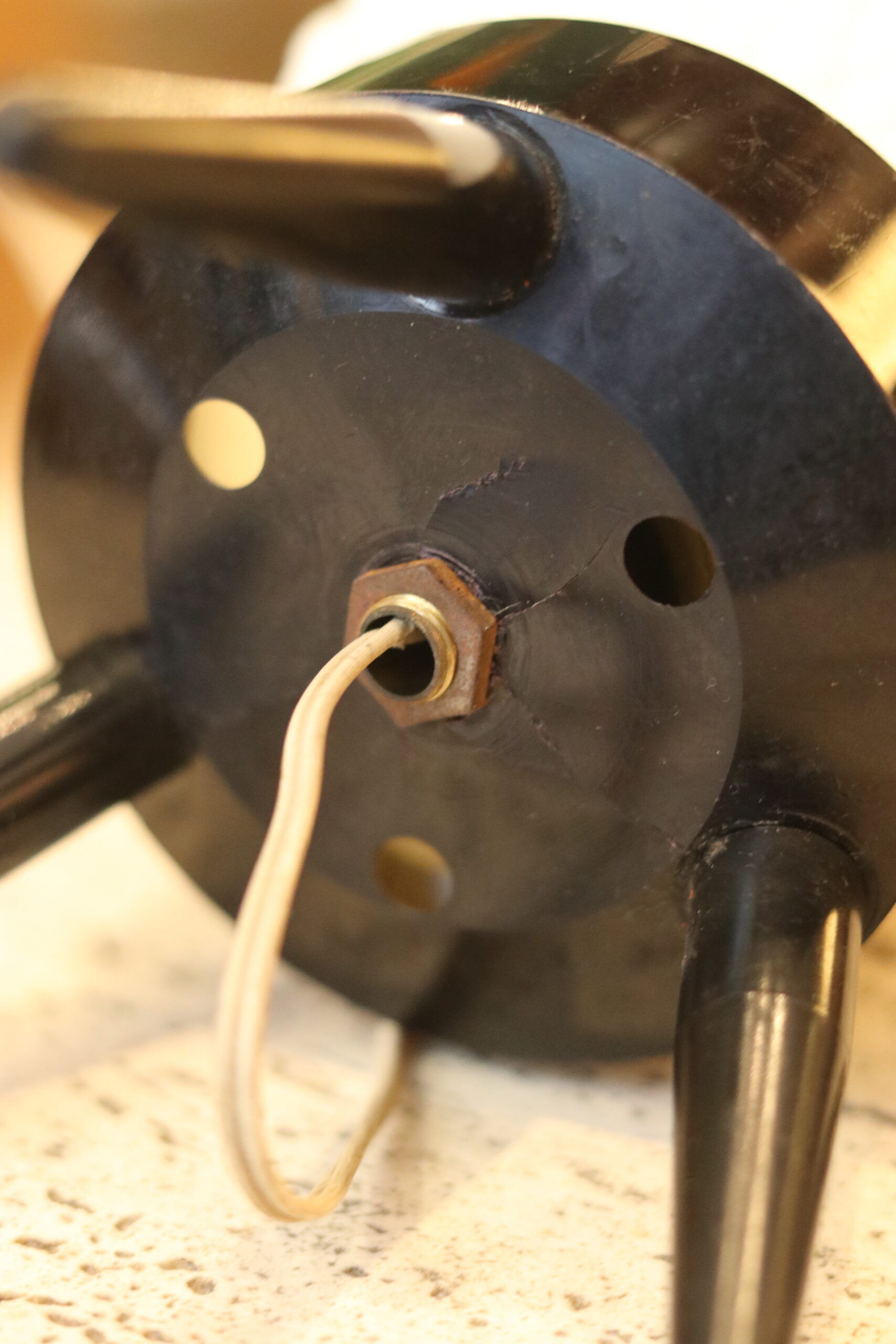 Mid-century textured plastic lamp, 1950s–60s.