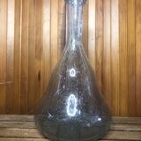 Ancienne bouteille style biot verre soufflé bullé bleuté vintage