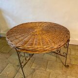 Rattan table with folding legs