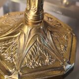 Chiseled golden bronze lamp, art nouveau, art deco with pretty tulip original 33x15 electricity ok