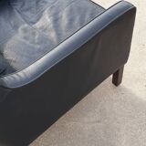 Vintage black leather scandinavian wingback chair Lulu Stouby