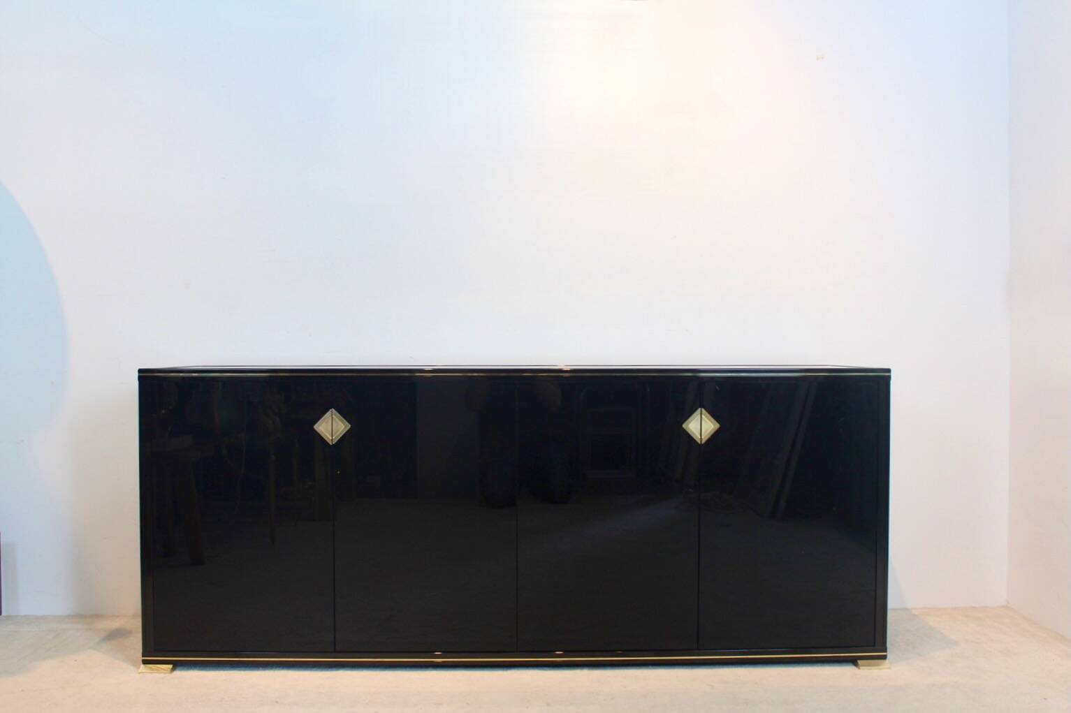 Pierre Vandel Paris Black Lacquered French Sideboard