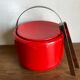 Stelton Denmark ice bucket in red ABS, Space Age pop 1960.