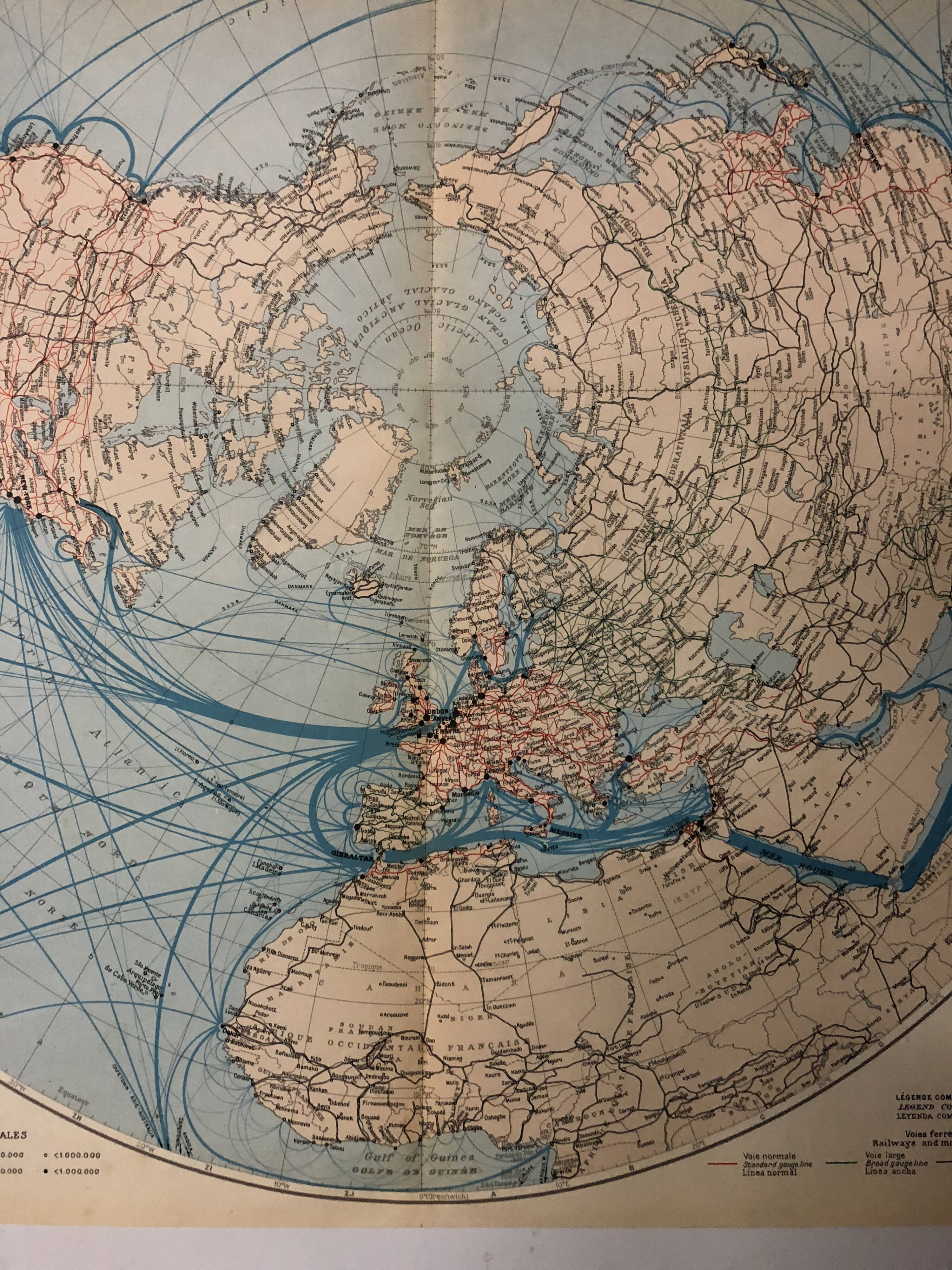 Mappemonde carte ancienne communication dans l’hémisphère nord