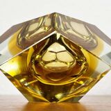 Vintage Italian Sommerso yellow glass bowl, Murano, 1970s.