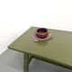 Glossy olive green lacquered dining table — DLG Georges Robert, Circa 1970