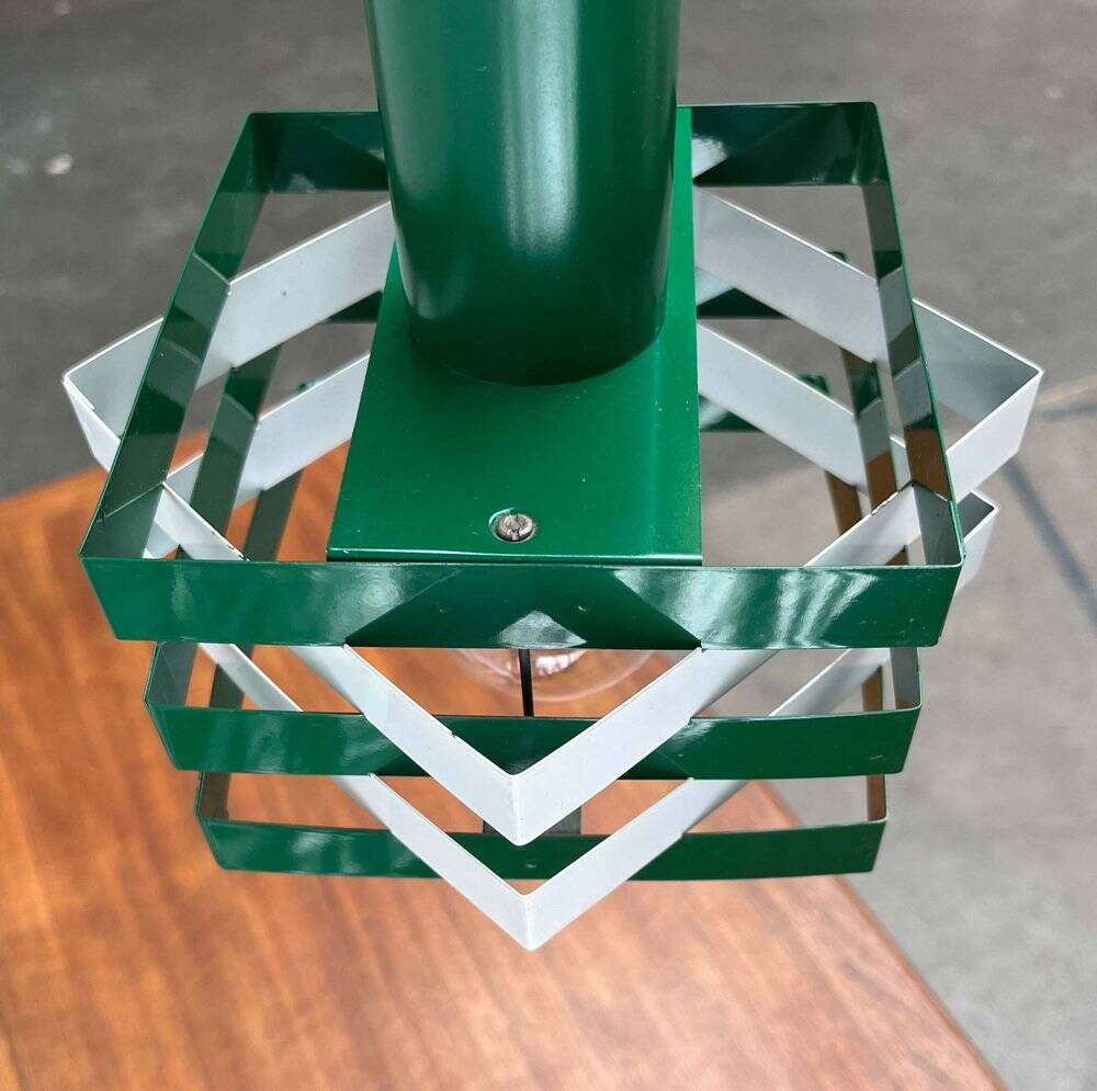 Modern metal lamella pendant lamp from the mid-century in the style of J. J. M. Hoogervorst for Anvia, 1960s.