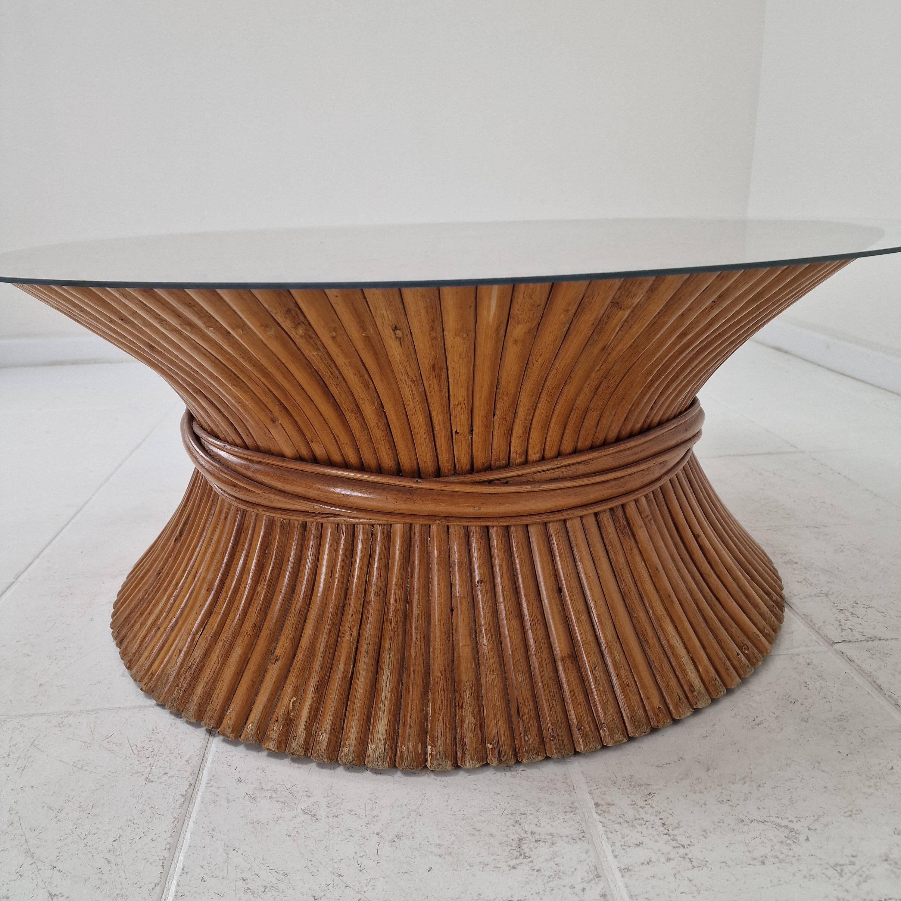 Table basse en bambou en forme de gerbe de blé par McGuire, États-Unis, vers 1970
