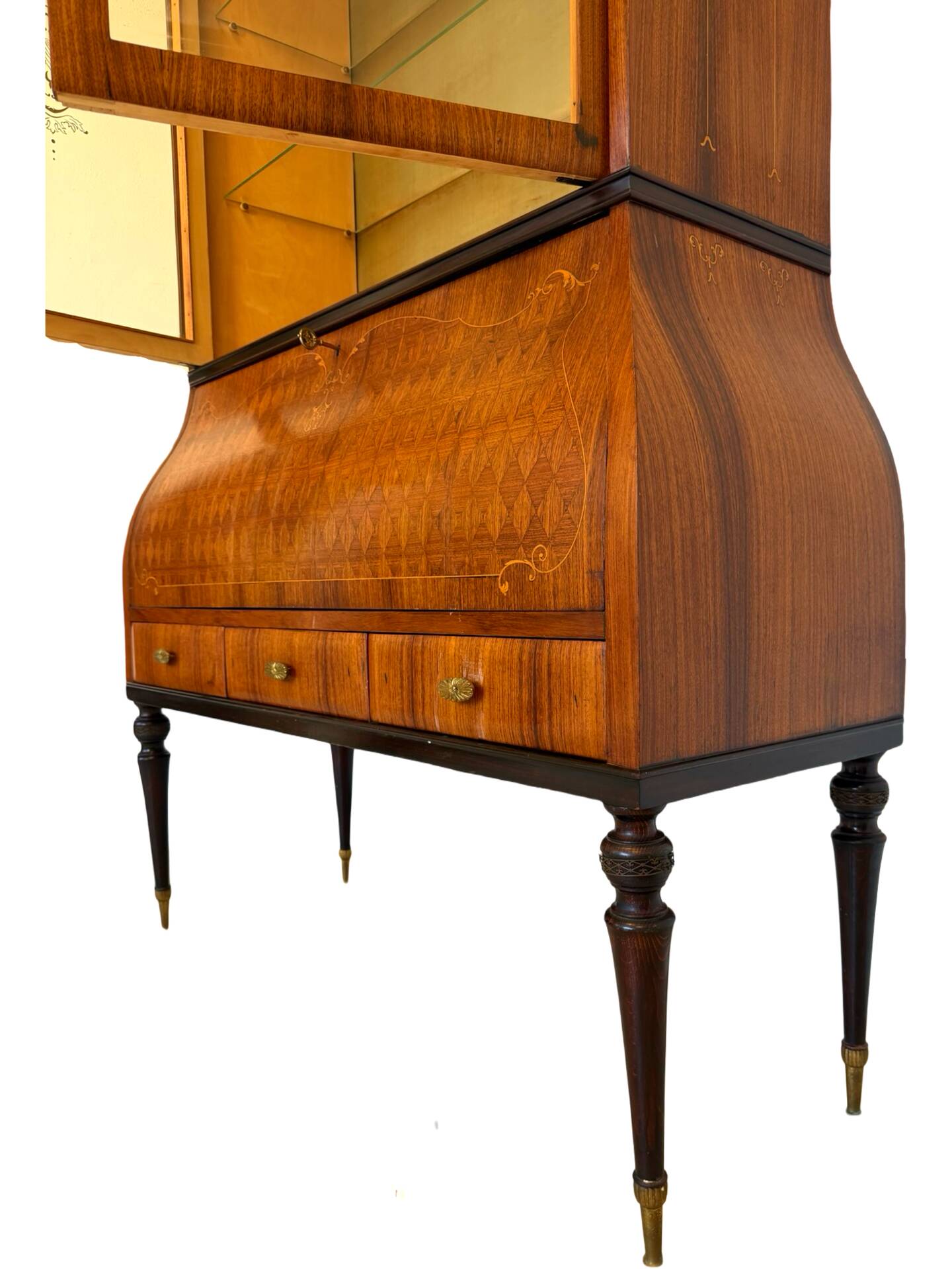 Secretary credenza in marquetry in the Italian Louis XV style from the mid-century, 1960.