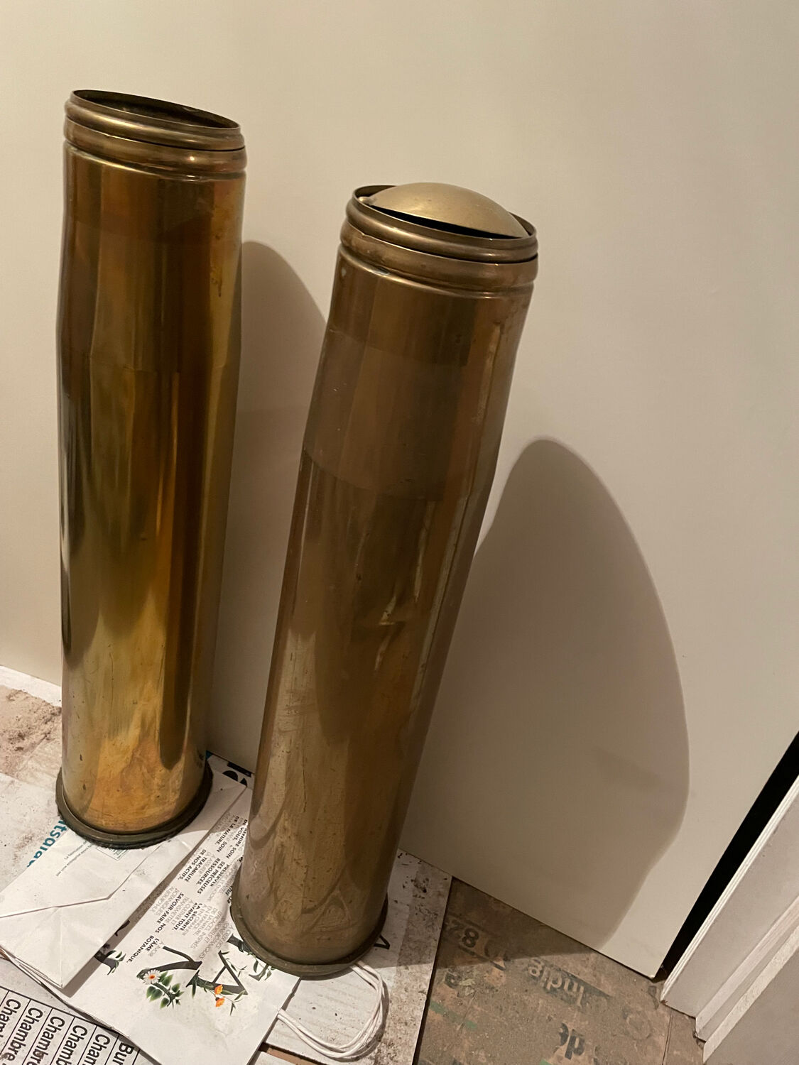 Standing ashtray and vase - brass shell