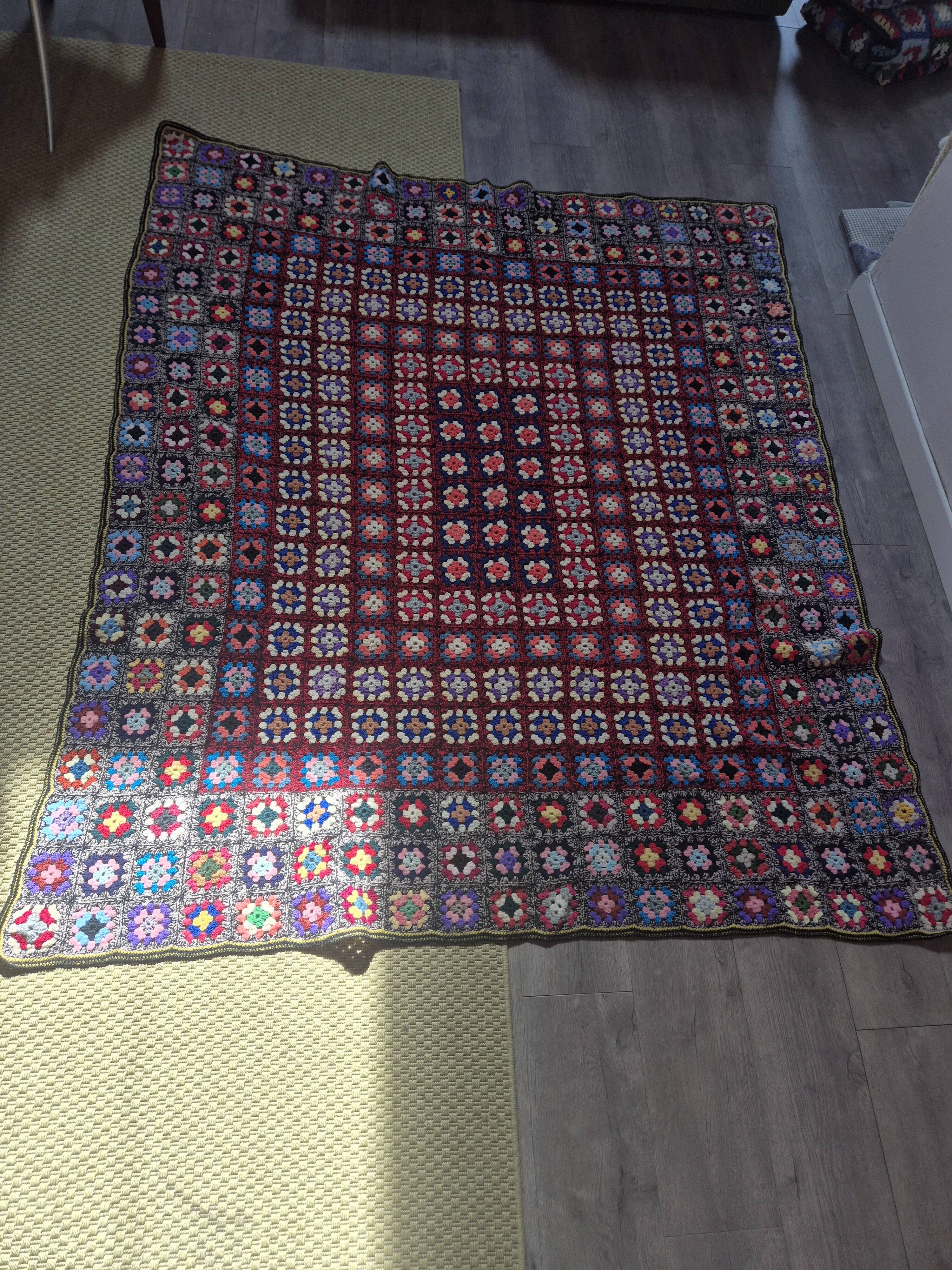 vintage crochet bedspread made of granny squares