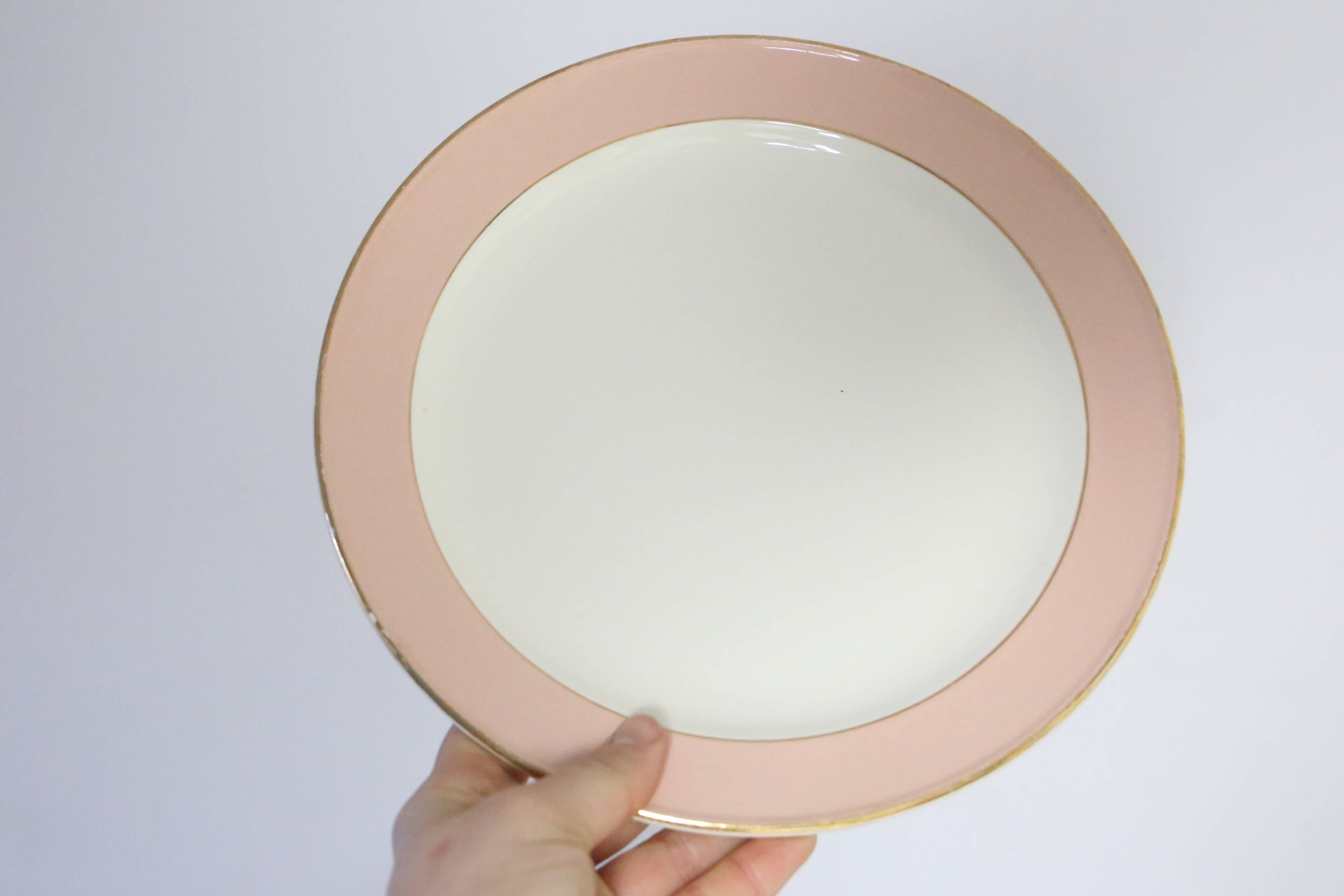Deep plate service x6, Santos service, pink, Villeroy and Boch, vintage