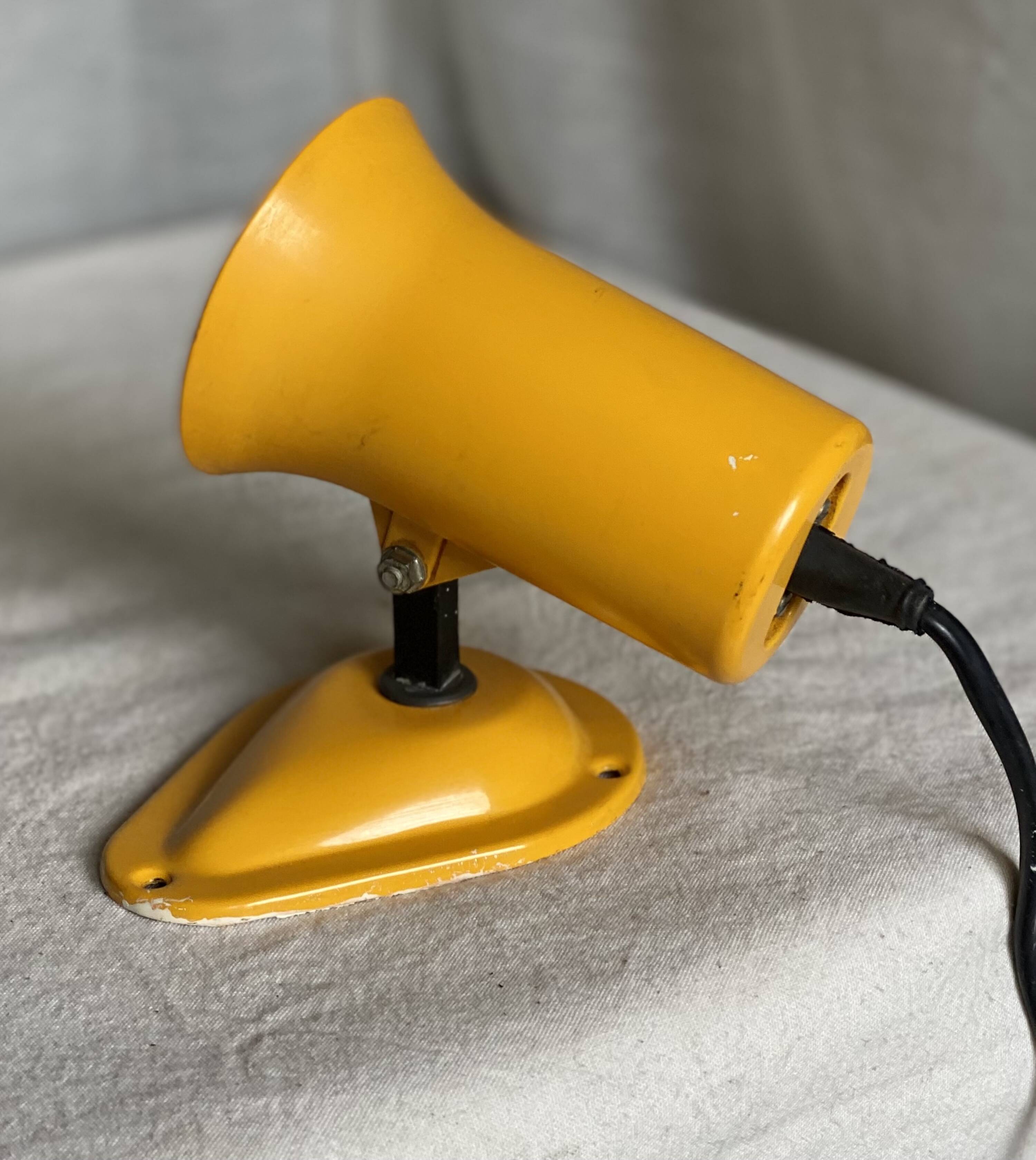LITA wall lamp, adjustable, vintage 1960s, yellow lacquered metal spotlight