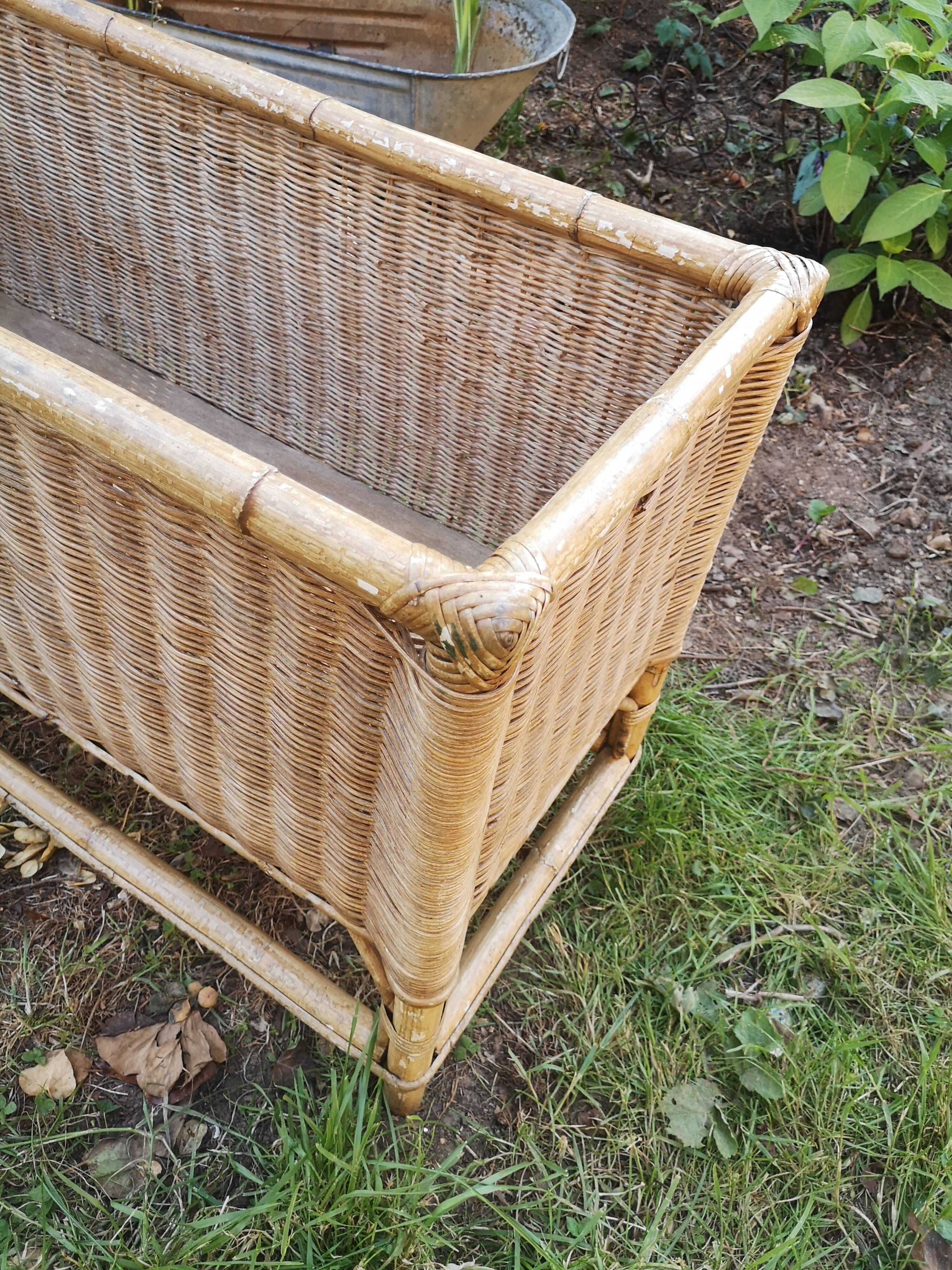 Vintage rattan planter