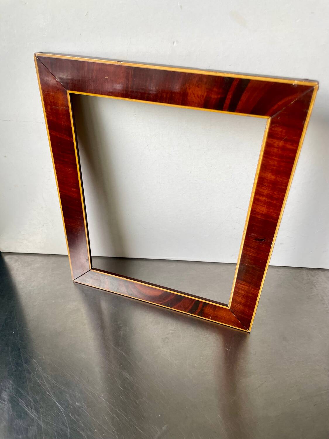 Antique Wooden  Frame intarsia borders 26.5 cm x 22.5  cm