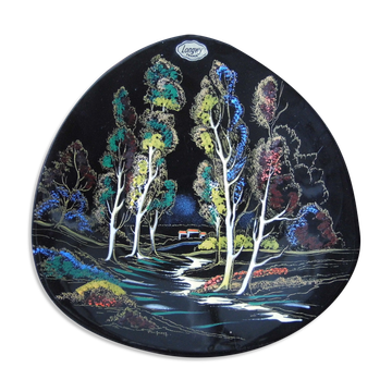 Plate of earthenware, longwy enamels, Vintage, 60/70s
